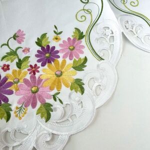 2 Window Embroidered Floral Valances